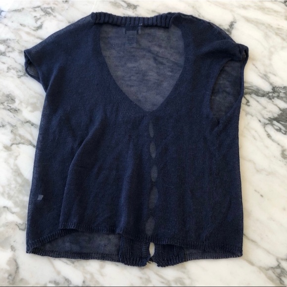 Citron Santa Monica Semi Sheer Button Up Cardigan Sweater - Picture 2 of 6